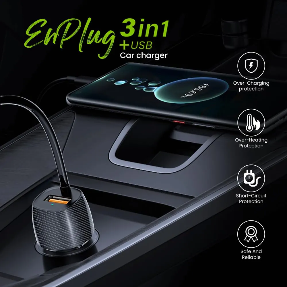 EVM Car Charger Enplug 3 In 1+ USB Micro | Type-C | Iphone CCR-02 view 3